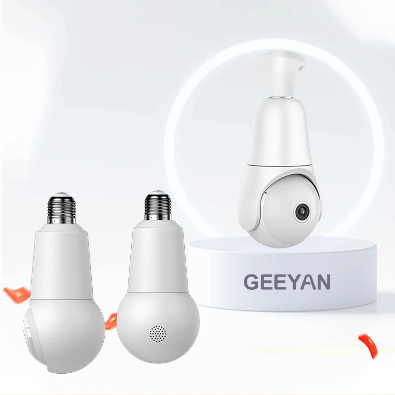 GEEYAN 4MP intelligent IP Wifi PTZ light bulb camera for indoor safety, with human detection and automatic tracking functions