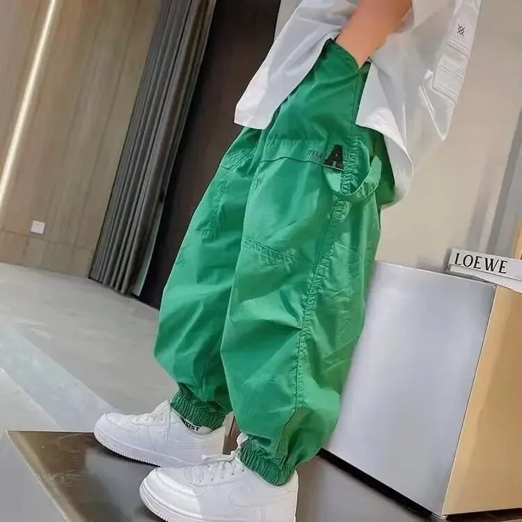 

Teenager Boys' Cargo Pants Children's Trousers Wide-legPockets Pants Spring & Autumn Fashionable Loose 5 8 10 12 14 Years Old