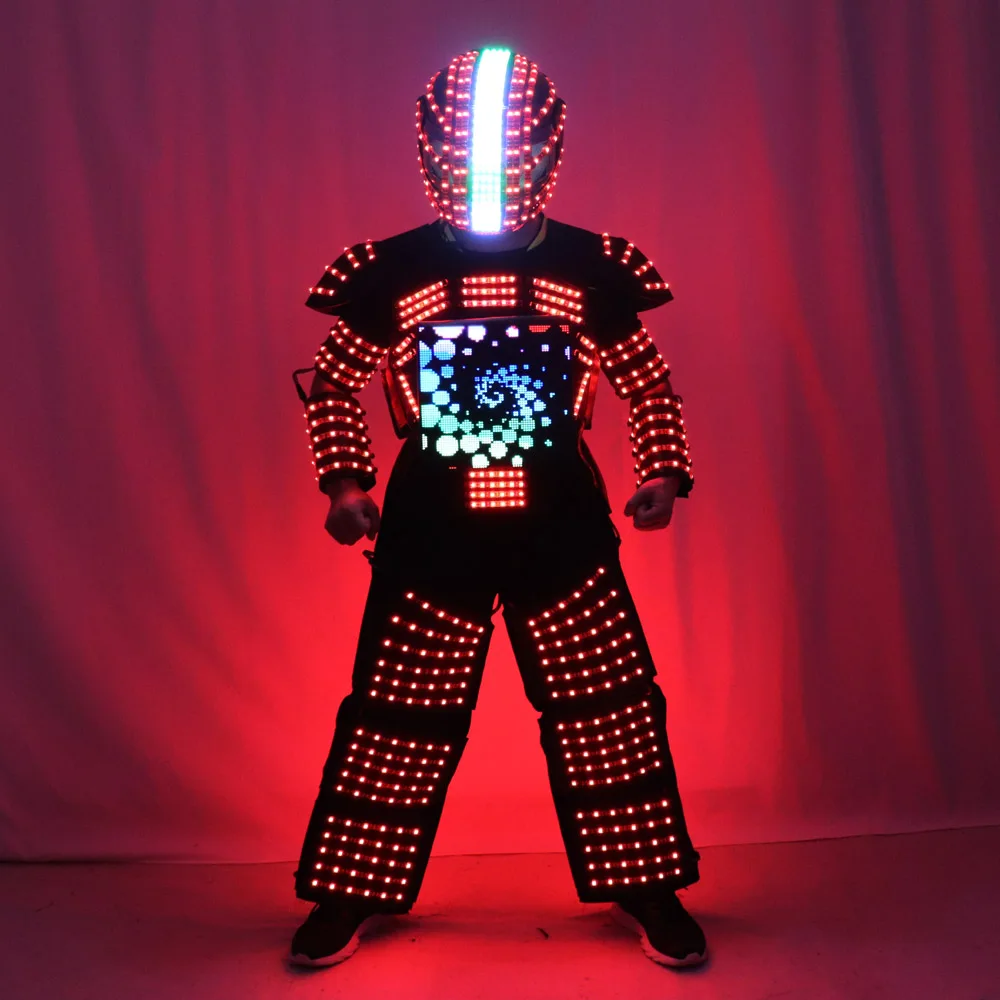 LED Robot Suit Stage Dance Costume Tron RGB Light Up Stage Suit Outfit Jacket Coat With Full-color Smart Display