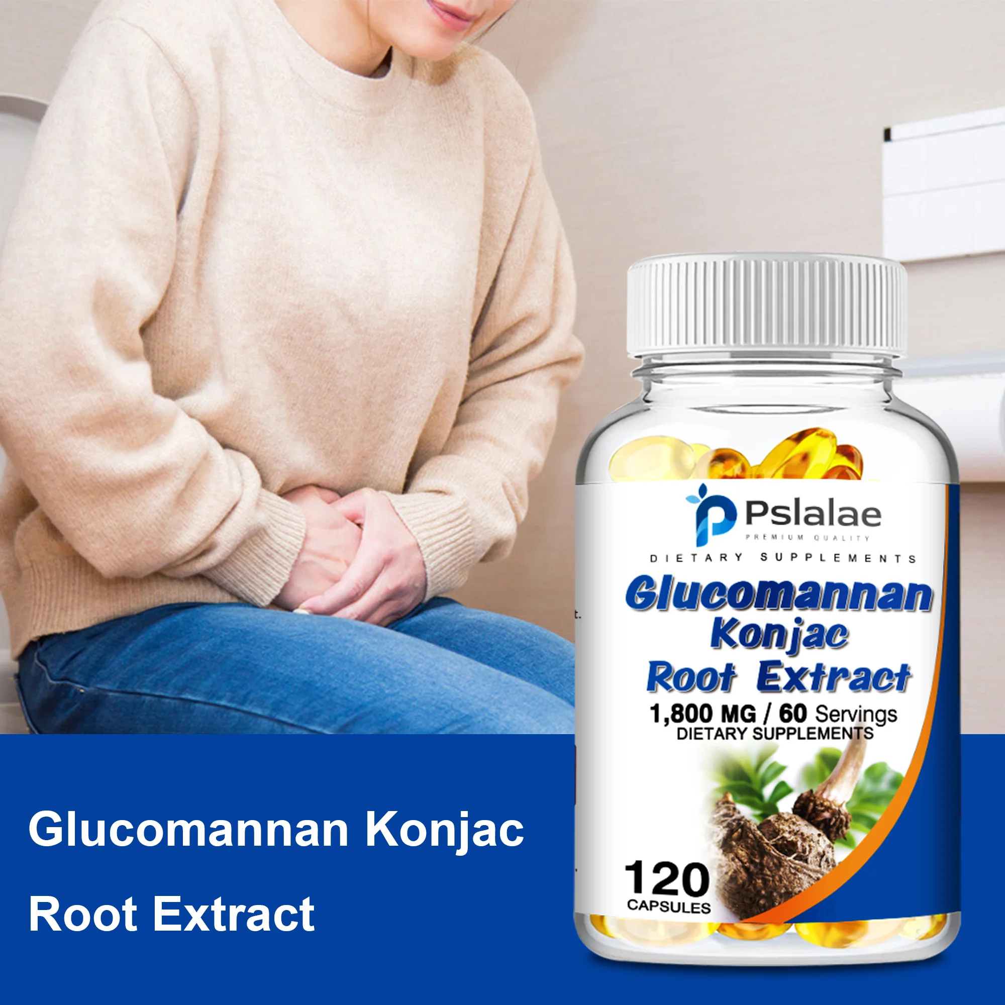 Glucomanano-cápsulas de glucomanano, promueve la salud intestinal y apoya la gestión energética, 120 cápsulas