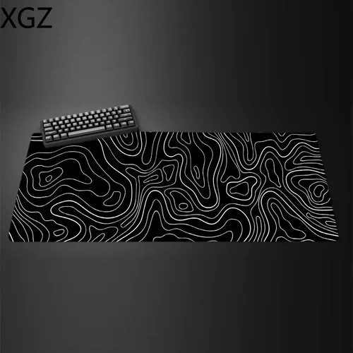 블랙 앤 화이트 게임용 마우스 패드, 대형 키보드 책상 매트, 지형도, 사무실 및 가정용, 31.5x11.8 인치, 1 개 