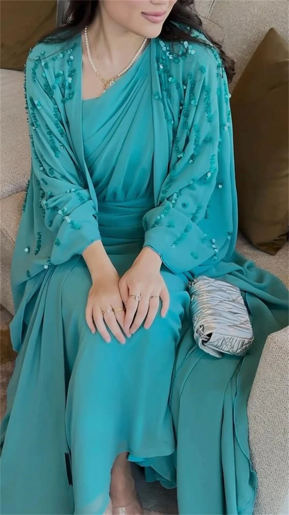 Customized Jiayigong  Chiffon Beading Pleat Graduation A-line V-Neck Bespoke Occasion Dresses Floor-Length Retro Sizes Available