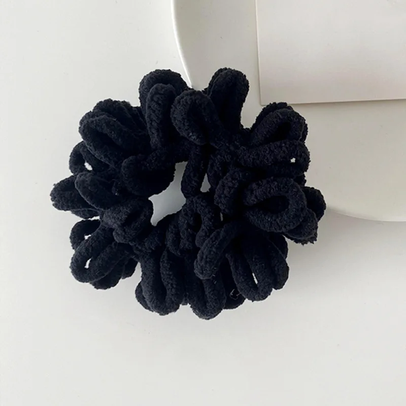 5 قطع من ربطة شعر صوفية مجعدة بطيات من القطيفة، عصابة رأس بسيطة عتيقة، ربطة شعر عالية المرونة للنساء