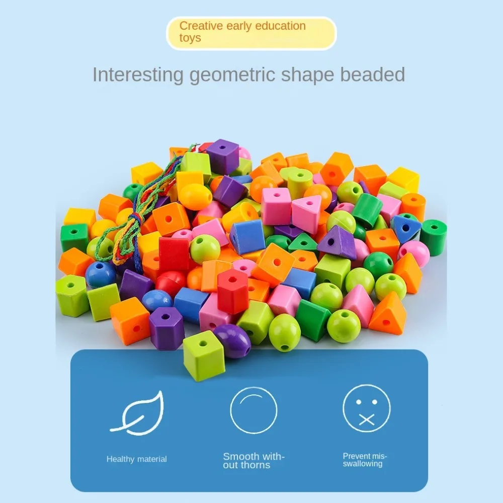 Stringing Toy Montessori Kids Primary Lacing Beads Training Toys Crafts Lacing Beads Toy Plastic Star Rainbow Lacing Beads Toys