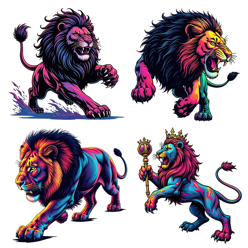 Three Ratels CD194 Fantasy colorful lion art animal wall stickers for home decoration personalized car decals