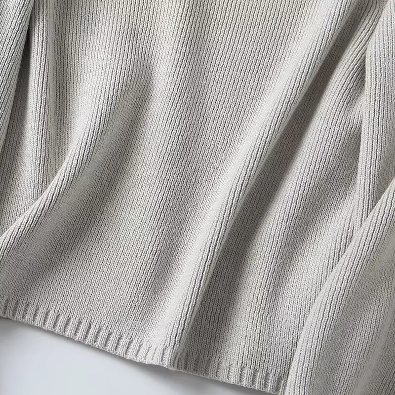 Withered Fashion Elegant Gray Sweaters Kniwear Cardigans Women Minimalism Light Women Jacket Tops