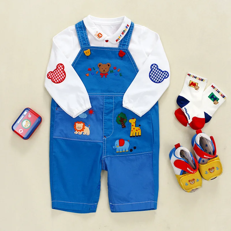 2-5Y Japanese Children\'s Overalls Boys and Girls Cartoon Bear Suspenders Shorts Baby Casual Pants Korean Kids Clothes Pantalones