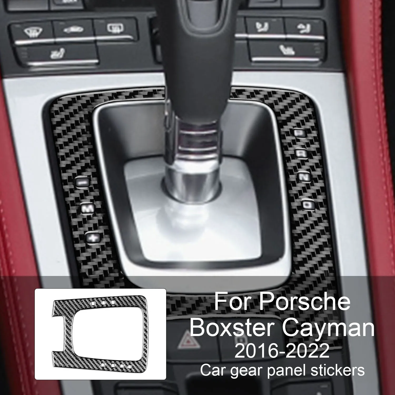 Naklejka na panel biegów z włókna węglowego do Porsche Boxster Cayman 718 982 2016-2022 Akcesoria samochodowe do wnętrza