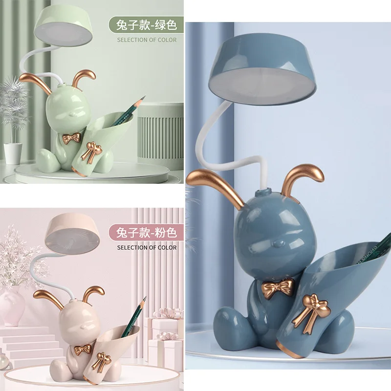 

Bear Lamp LED Night Light USB Rechargeable Eye Protection Multifunctional Table Desk Lighting with Pen Holder Learning Cute ABS