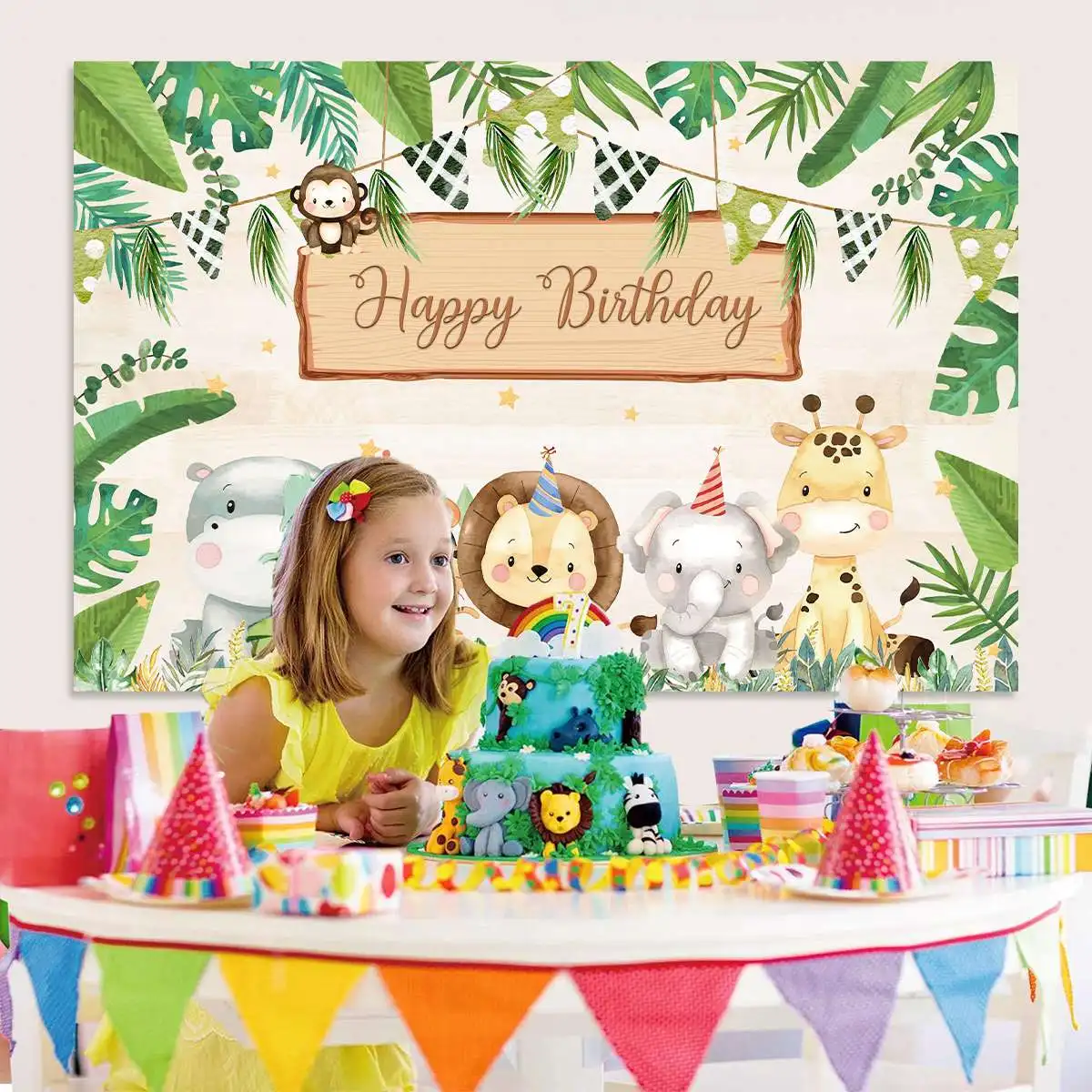 Jungle Animal Backdrop Jungle Party Decoration Wild One Safari Birthday Decorations Baby Shower Boy Girl 1st Birthday Background