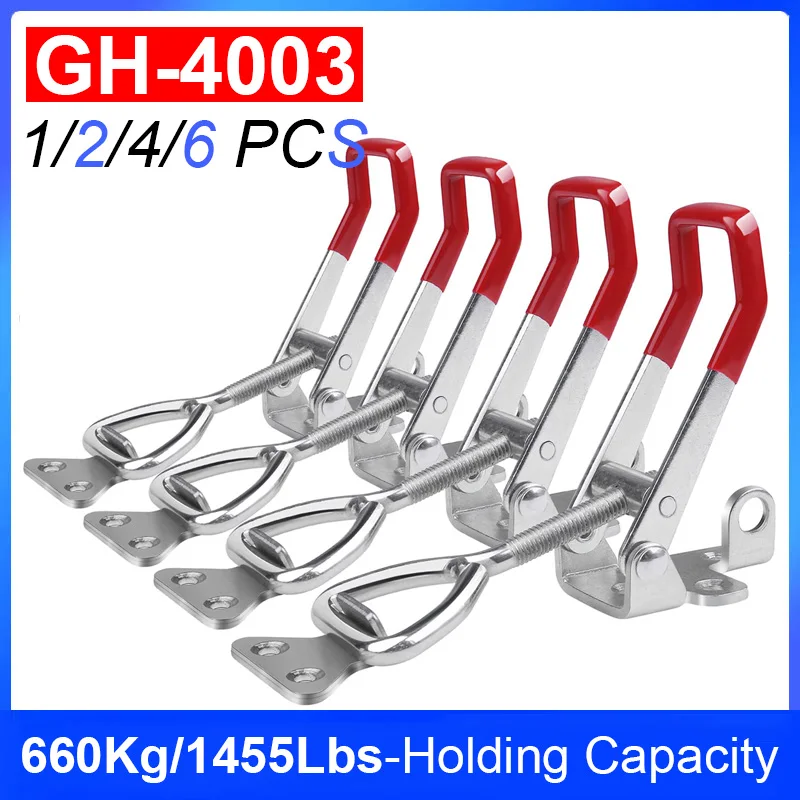 Heavy Duty Toggle Latch Clamp 4003 Large Adjustable Toggle Clamp Latch With Lock Hole 600kg/1320Lbs for Smoker Lid Jig Tool Box