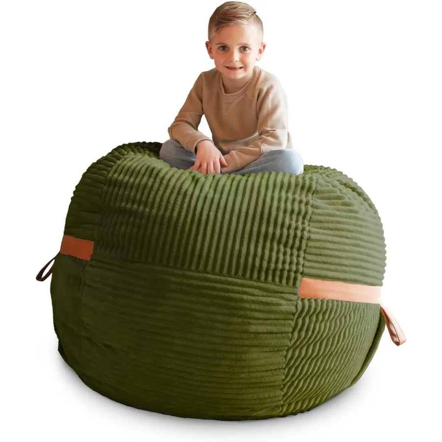 كرسي بين باج مملوء بالرغوة المتوسطة مع غطاء قابل للإزالة من قماش القطيفة السلكي باللون الأخضر الطحلب مثالي لغرفة المعيشة أو المكتب المنزلي #1