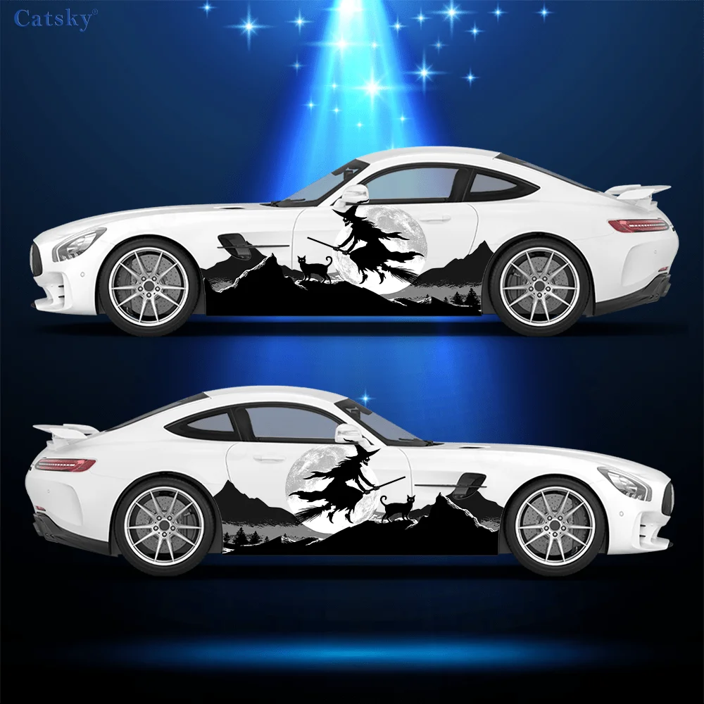 

Witch and cat sticker for car and truck, durable, fade resistant, easy to install and remove - Enhance the beauty of your vehicl