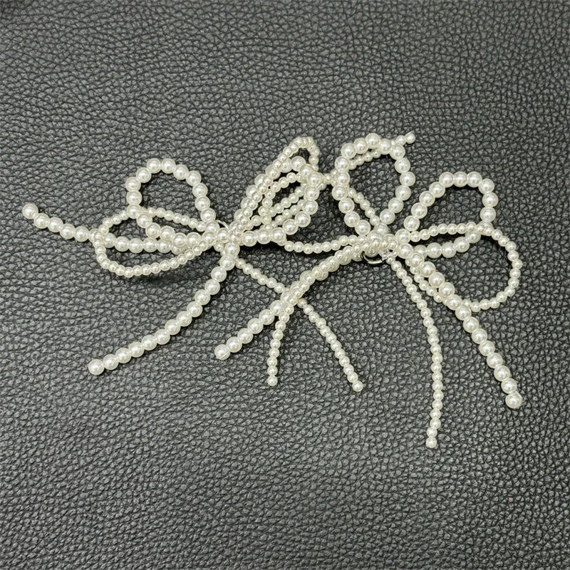 Korea Pearl Shoe Buckle Bow Pendant Pearl String Shoes Accessories Cute Beaded Bag Pendant Key Chain Sweet Shoe Decoration