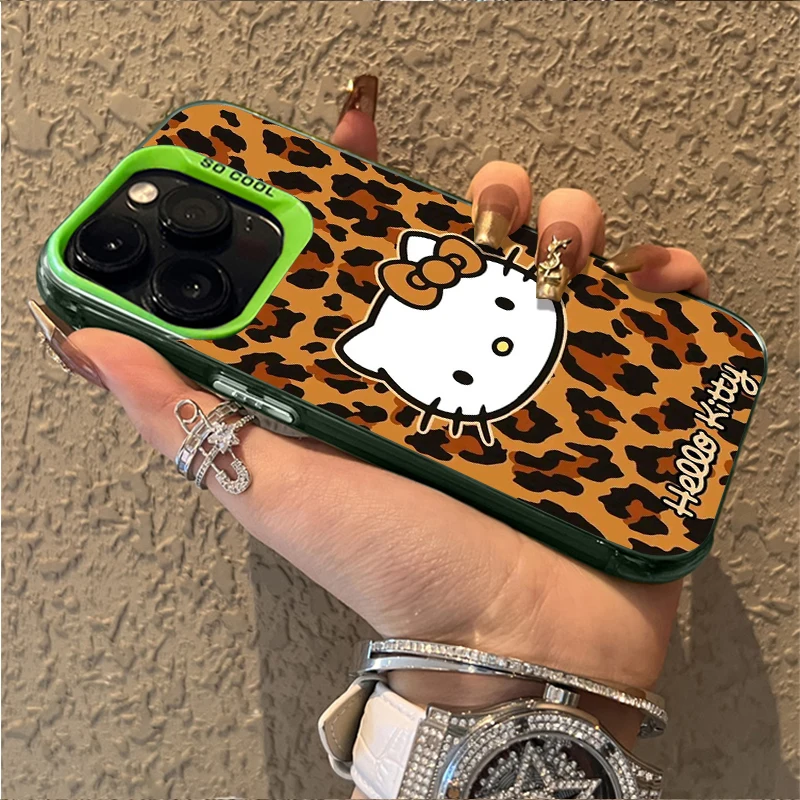 Capa fosca com estampa de leopardo Hello Kitty para Samsung Galaxy S25 FE Note 20 S21 Plus S24 Ultra S23 S22 A56 A36 A26 5G A16 A06 4G Etui