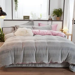 Microfiber Quilt Cover Coral Fleece Super Warm Winter Thick Duvet Cover 210g Queen King Size Double Sided Velvet Bedding Set