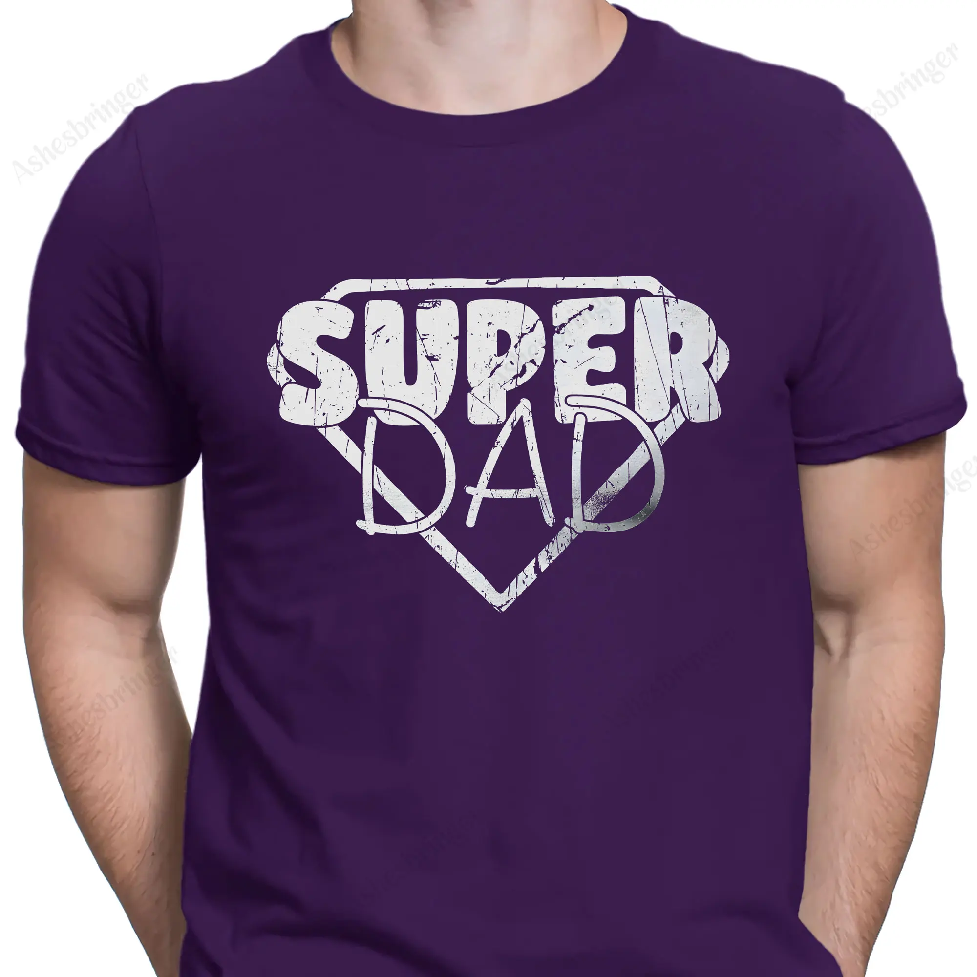 Super Dad Graphic Novelty Crew Neck Fathers Day T shirt Funny Dad Gift Tee Street Casual Style Tops for Men and Women