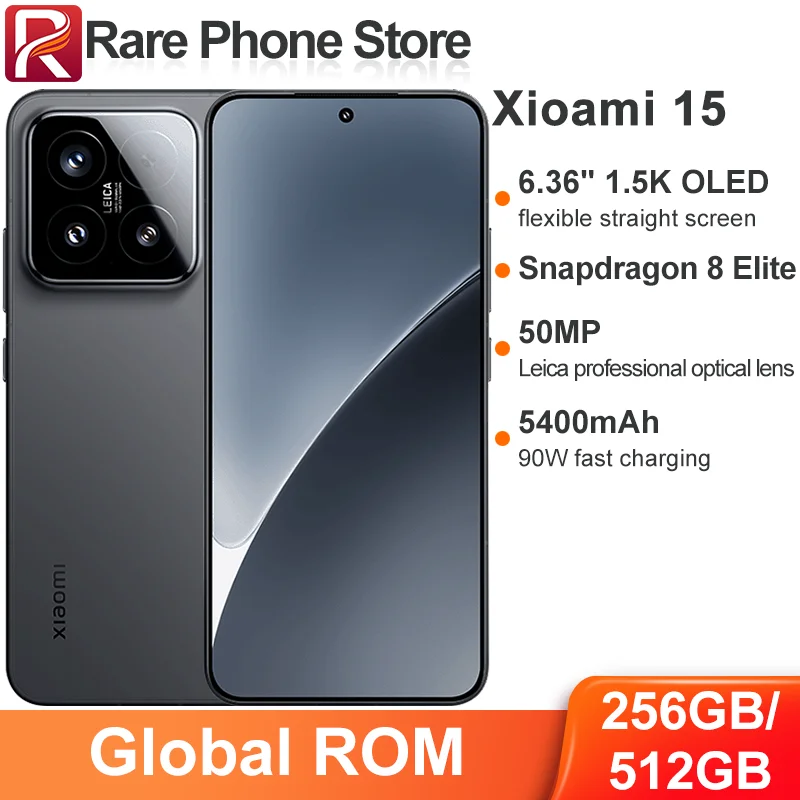 ROM العالمي Xiaomi 15 256GB/512GB Snapdragon 8 Elite 6.36 بوصة 1.5k OLED شاشة 5400mAh بطارية 90W شحن سلكي 50MP + 32MP كاميرا