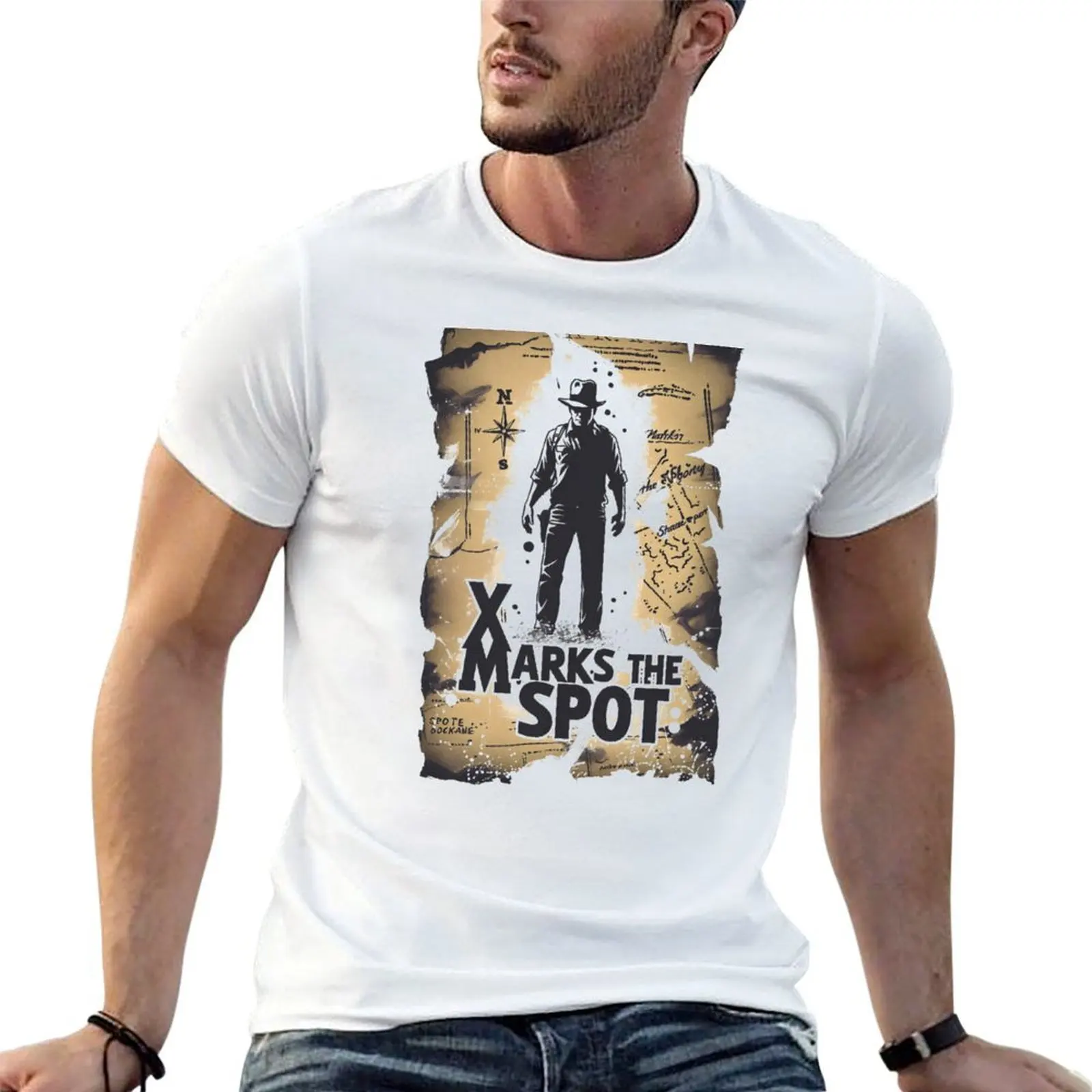 

X Marks the Spot - Quote - Indy T-Shirt cotton t shirt pack man t shirt summer t shirt for man 100 percent cotton T-shirt