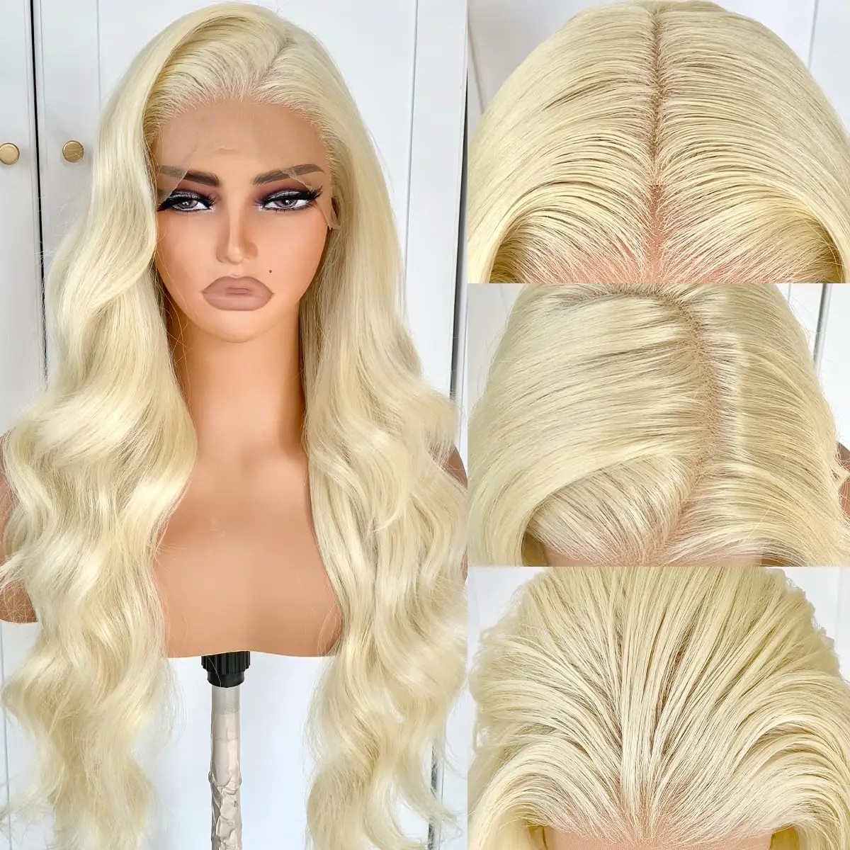 613 شقراء 13x6 الدانتيل شعر مستعار أمامي شعر الإنسان 30 بوصة الجسم موجة شعر مستعار أشقر شعر الإنسان 13x4 HD شفافة قبل قطعها شعر مستعار للنساء