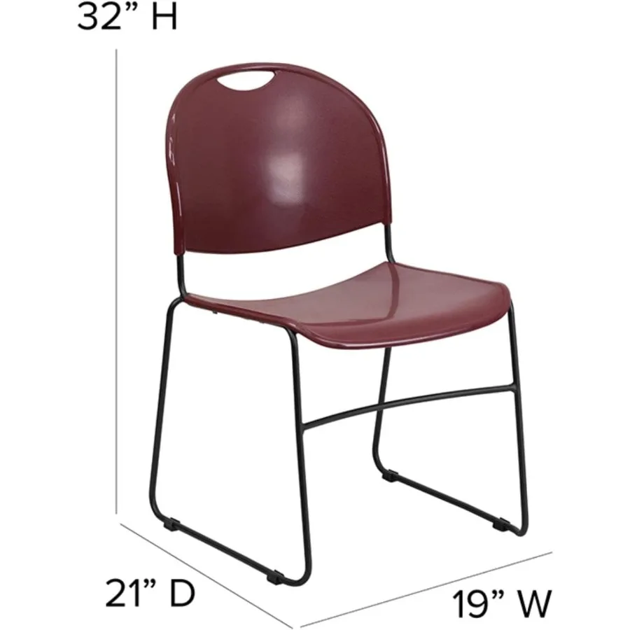 سلسلة هرقل 880 رطل. كرسي مكدس UltraCompact باللون العنابي مع إطار مطلي بالمسحوق الأسود للأماكن الداخلية والخارجية المدمجة #3