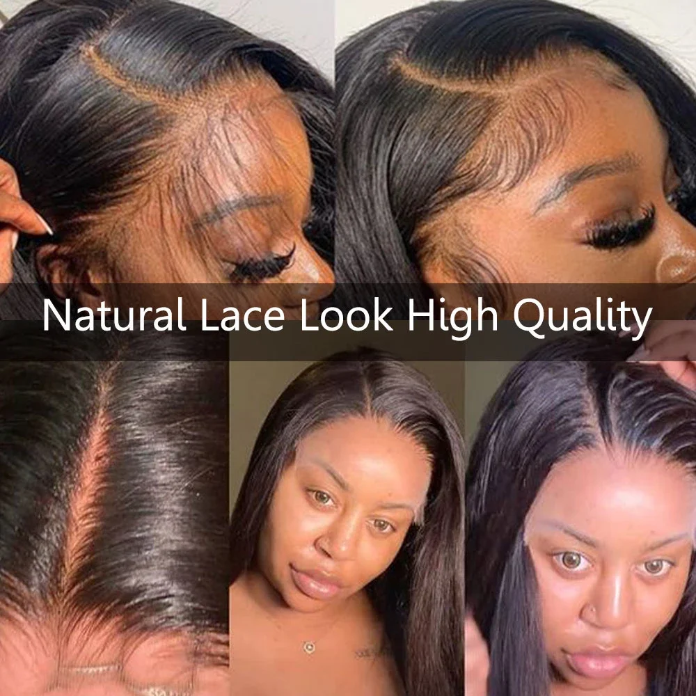 36Inch Bone Straight Human Hair Lace Front Wig Brazilian Lace Front Natural Color Wig PrePlucked Transparent 360 Lace Front Wig