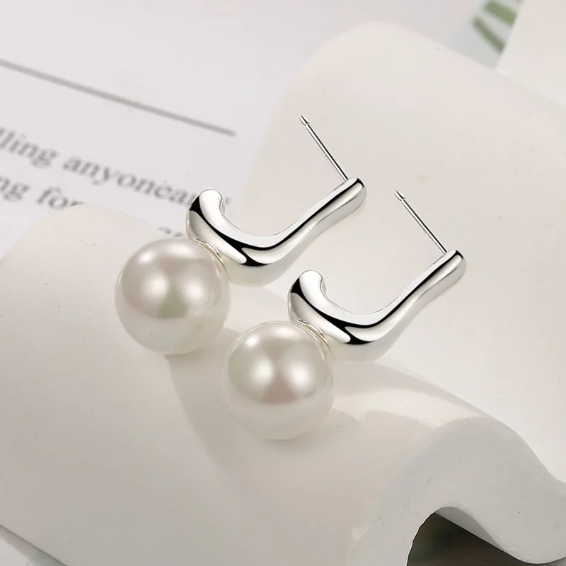 Korean Version Pearl Ear Stud Temperament Irregular Ear Accessories 925 Silver Earrings For Women Jewelry KOFSAC