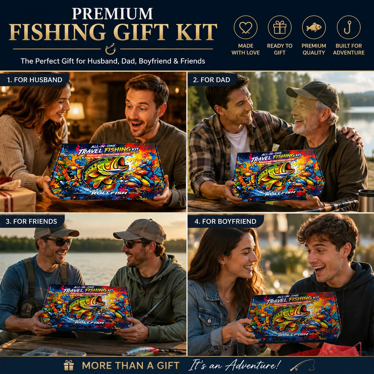 ROLLFISH Teleskop-Bass-Angelrute mit Rolle, Geschenkbox-Set, Schnur, Köder, Schere, M-Power, Reise-Angelrute, Geschenke für Männer, Väter, Ehemänner – Detail 13