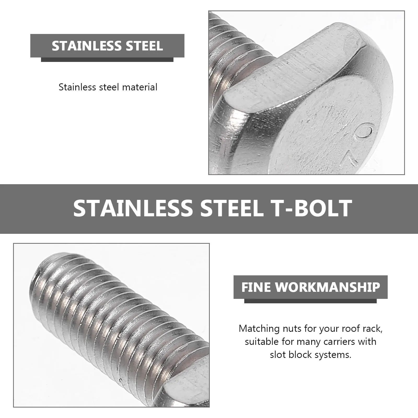 

4pcs Stainless Steel T Bolts Square Head Screws For Roof Rack Bike Ski Box Mounting Brackets T-Slot Clamping Bolt Threaded Rod