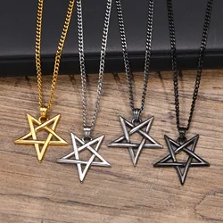 Star of David Necklaces for Men Boys,Waterproof Stainless Steel Five-pointed Star Pendant Collar,Retro Amulet Jewelry Gifts