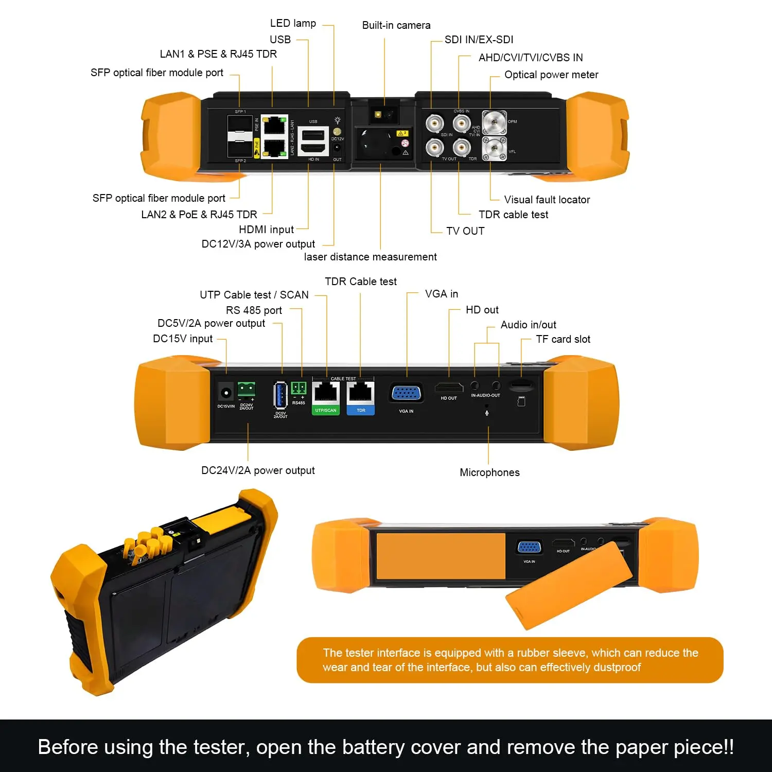 8MP CCTV Video Tester Tool for Camera Testing CVI TVI AHD SDI 8K IP Surveillance Cameras with POE++ SPF