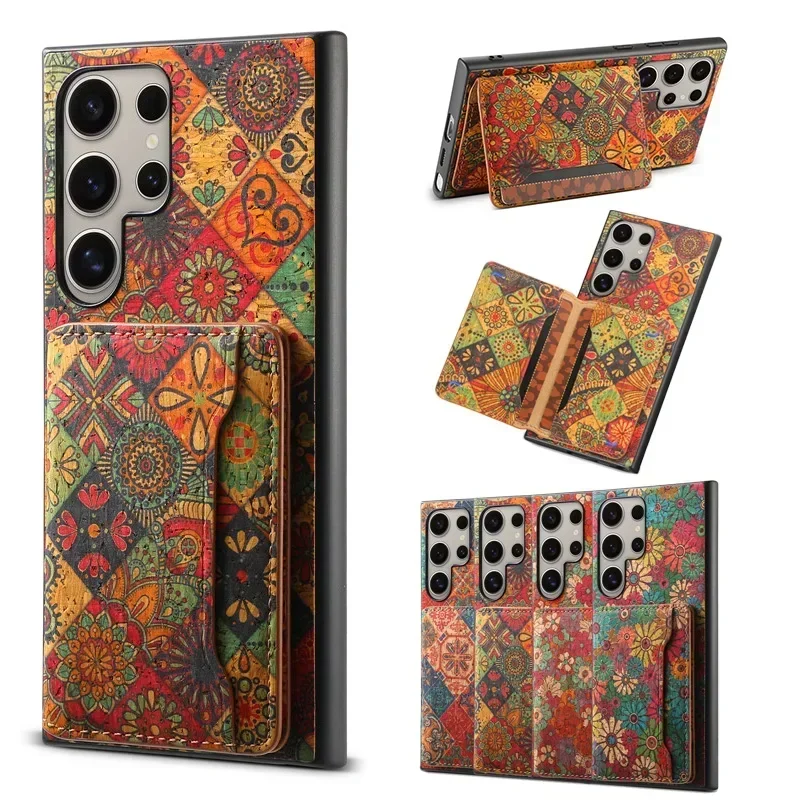 Flower Figure Leather Magnetic Wallet Phone Case For Samsung S24 Ultra S23 Plus A05S A15 A25 A35 A55 5G Card Holder Back Cover