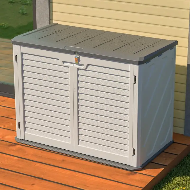 

Weather-Resistant Horizontal Storage Shed, Large Lockable Outdoor Cabinet, Thick HDEP Plastic Storage Unit for Backyard, Patio,