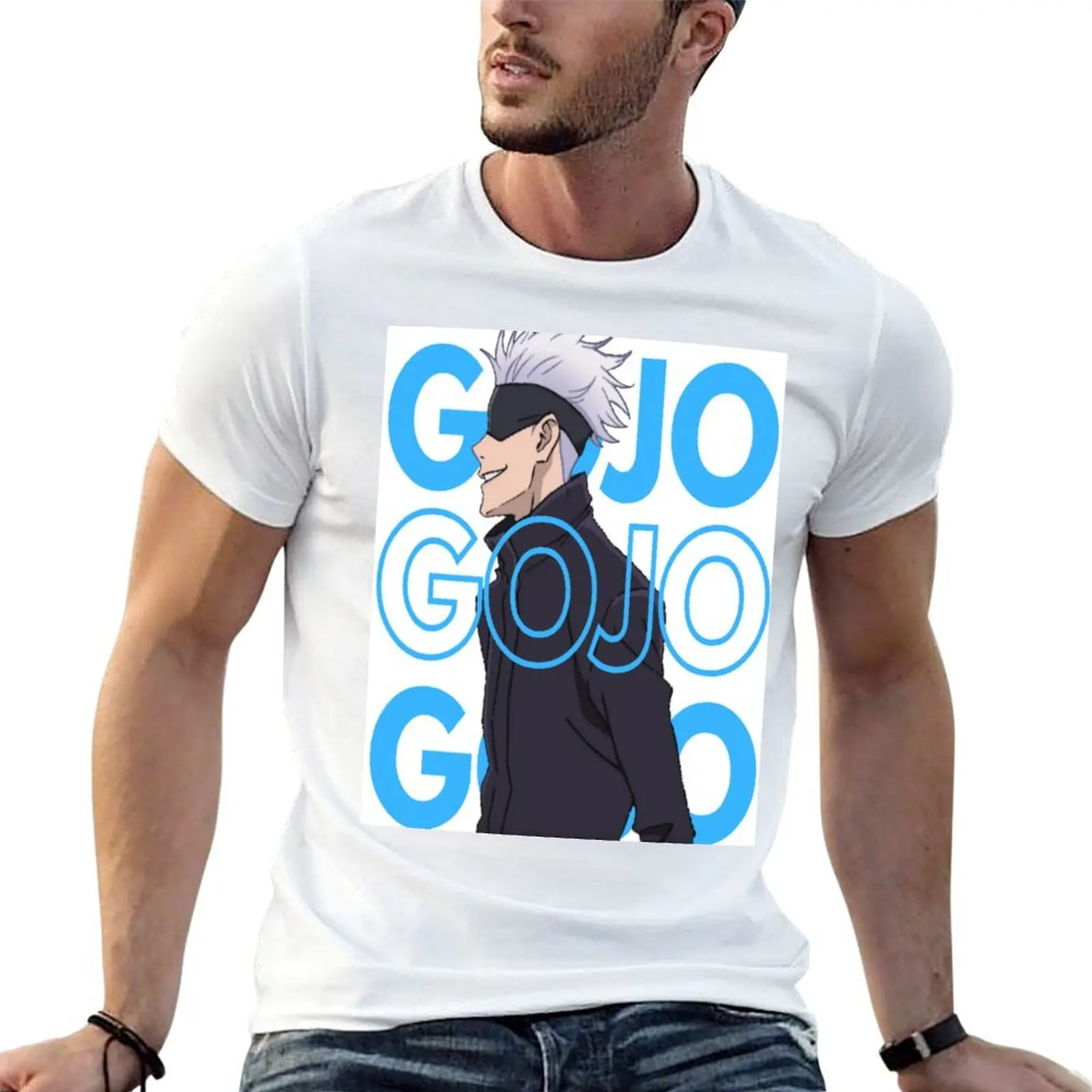 Camiseta con personaje de GOJO SATURU, camiseta de algodón 100%, camisetas personalizadas, camiseta de algodón 100%