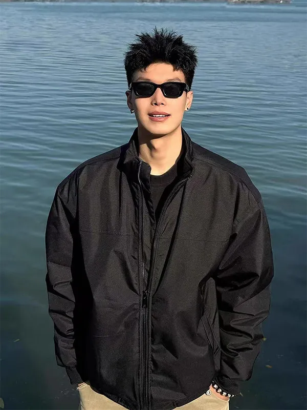 

Bla American Tee-Proof Stand Collar Jaet Men's Autumn Winter Thiened Cotton Padded ort Baseball Sle Coat