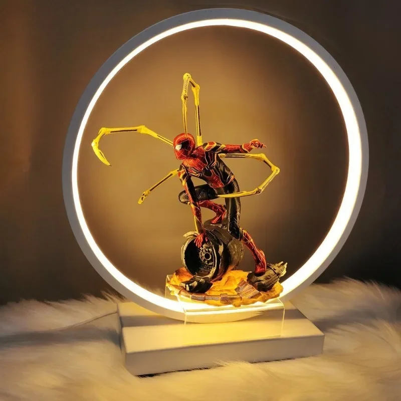 Marvel Spiderman Peripheral Movies Creative Figures Desktop Ornaments Luminous Table Lamp Cartoon Night Light Holiday Gift