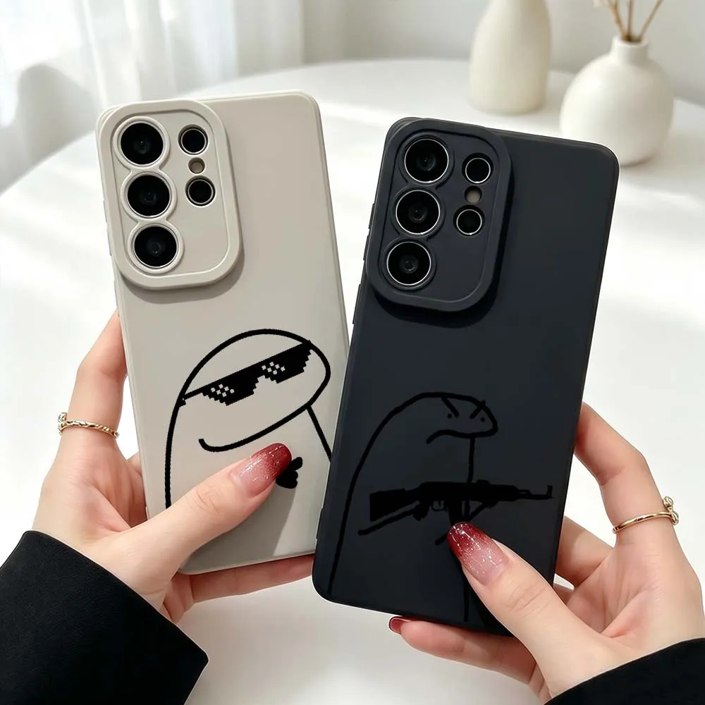 Cartoon Line Man Silicone Case For Samsung Galaxy S26 S25 S24 S23 S22 S21 Ultra Plus FE Soft Phone Case Cover