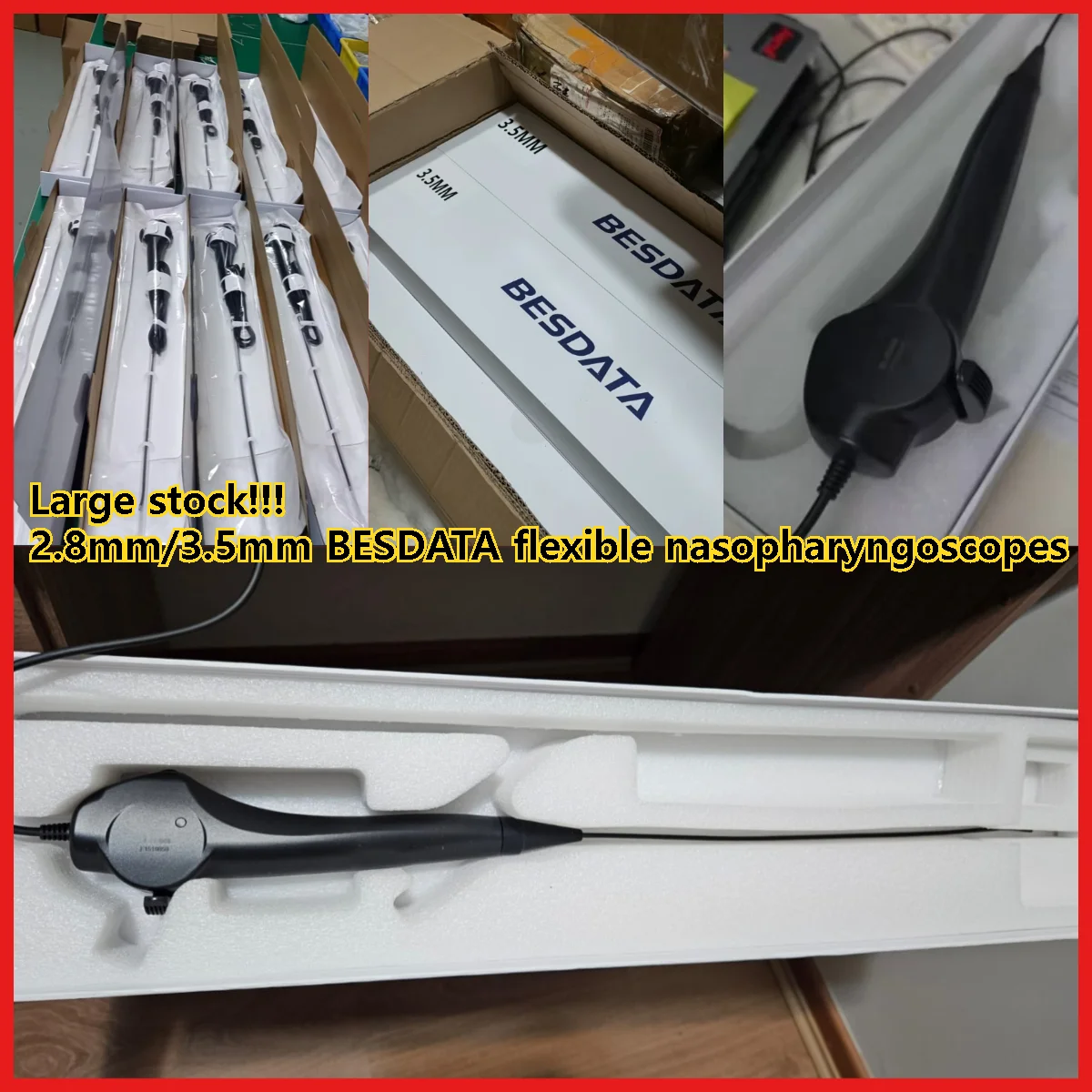 

Large stock of 2.8mm/3.5mm BESDATA flexible nasopharyngoscopes for diagnostic use. Hot selling Fast shipping to Brazil/Russia...