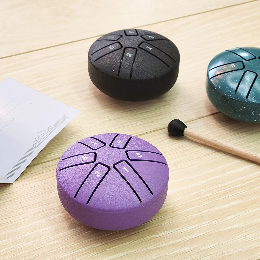 DOZZLY Ethereal Drum Steel Tongue Drum Rain Chime  Handpan 3 Inches 6 Notes Mini Musical Instrument for Outside Garden