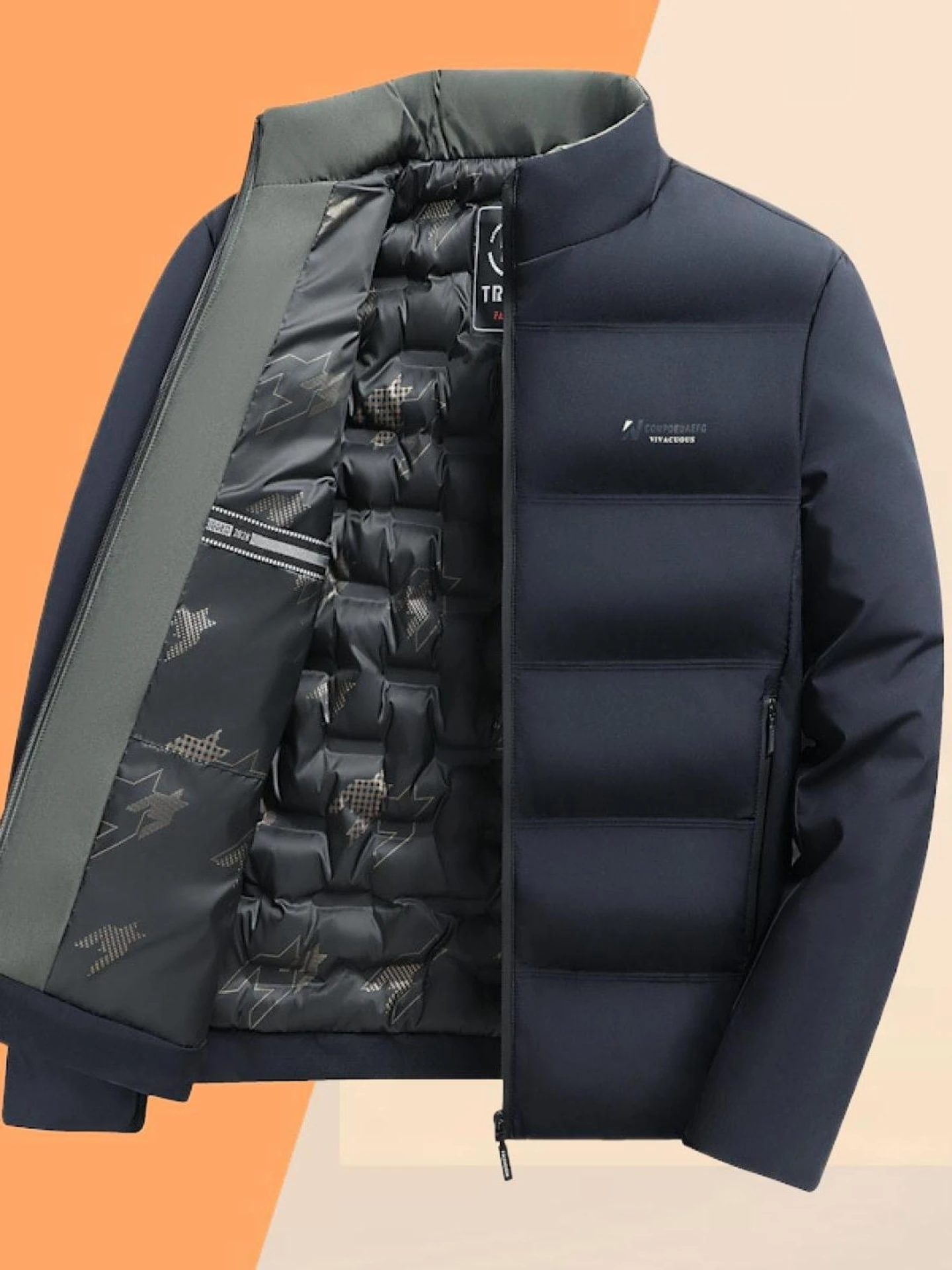 

Warm Thiened Cotton Jaet for Men Stand Collar Casual Winter Clothes Stand Fit Faion Urban Sle with Removable Hat