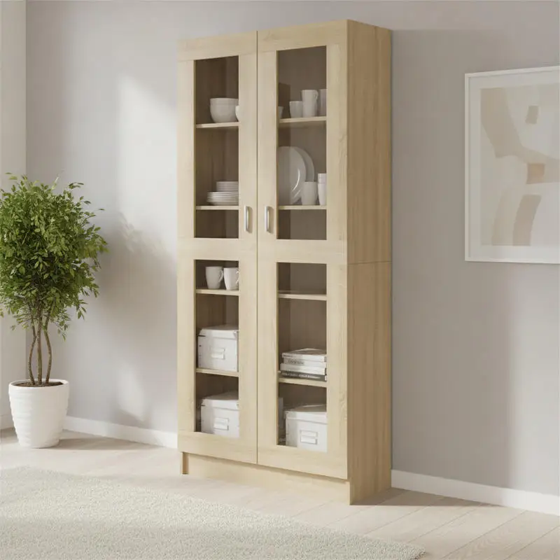 Vitrine en chêne Sonoma 82,5x30,5x185 cm, matériau à base de bois
