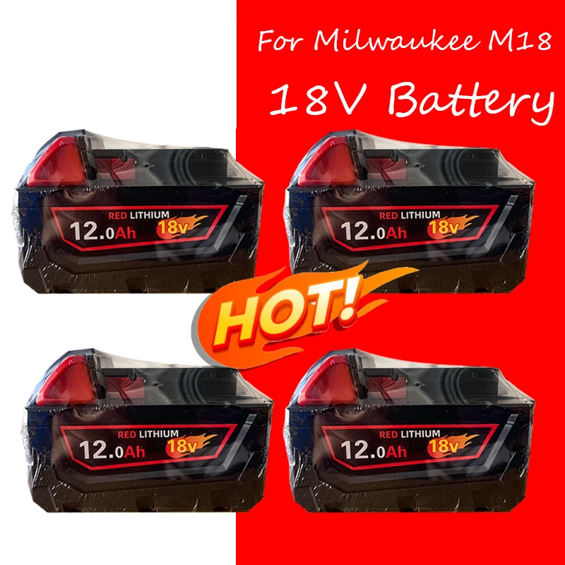 

NEW For Milwaukee M18 M12 Power Tool Battery XC 12v 18v 6Ah 12Ah M18B5 48-11-1815 48-11-1860 M18B2 M18B4 M18B5 Battery Packs