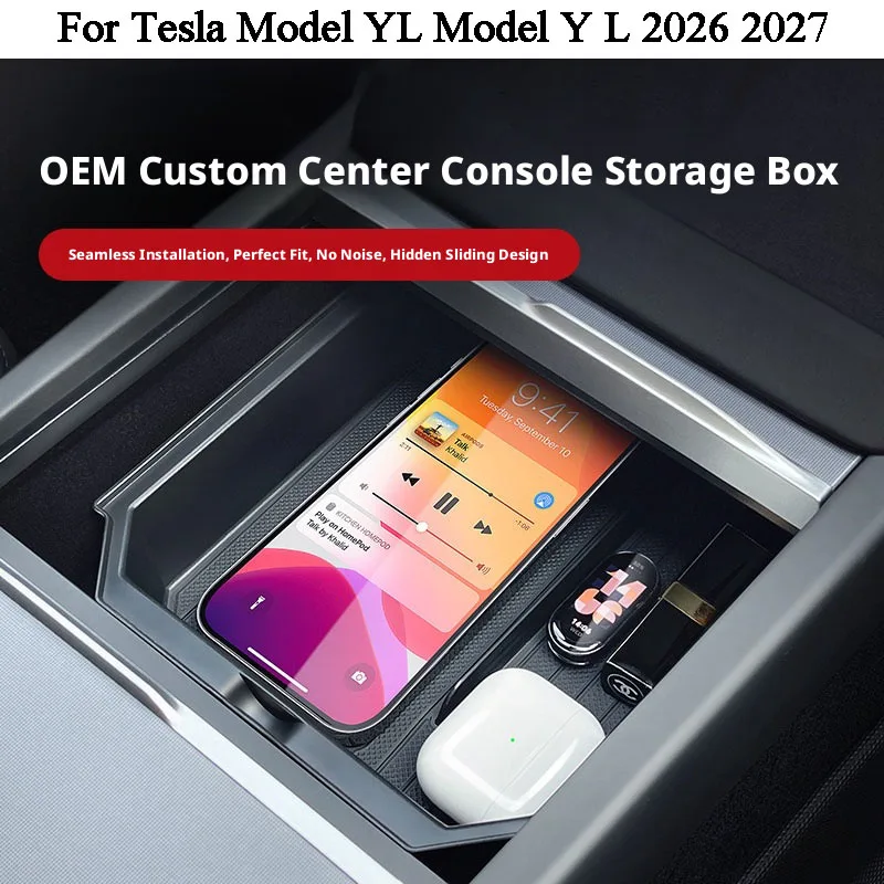 Car Center Console Silicone Pad Waterproof Anti-Slip Cup Pad Central Dustproof Accessories For Tesla Model YL  2026 2027