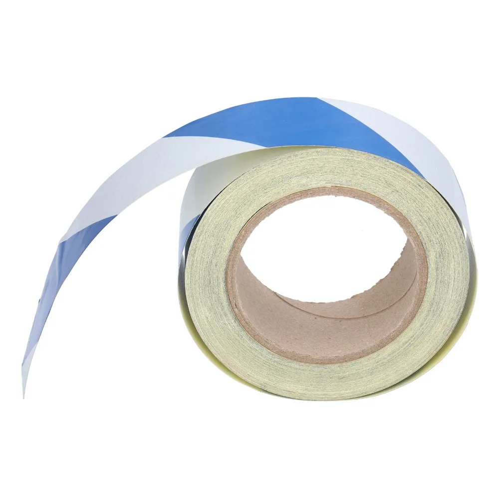 Blue White Striped Safety Warning Tape 2In x 98Ft Self Adhesive Hazard Marking Tape Strong Grip Barricade Tape Pipes