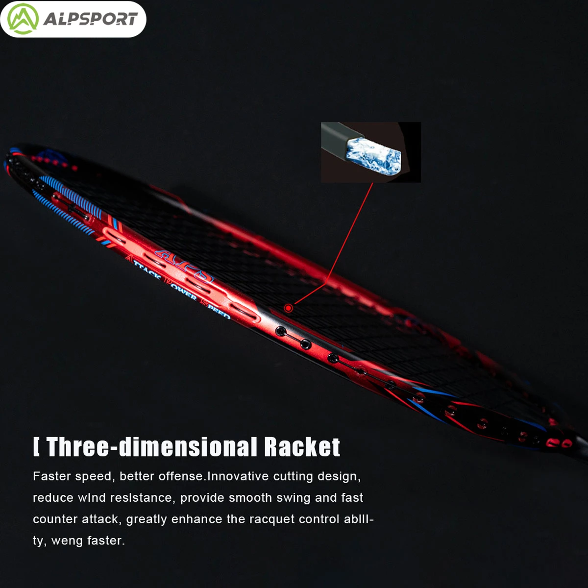 Alpsport PF Pro 10U Ultra lightweight 52g T800 Badminton Racket Fast rebound Imported MAX 38 LBS 100% Professional Carbon Fiber