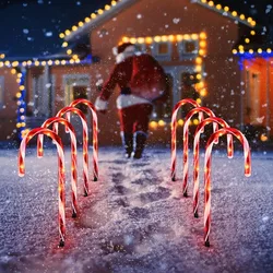 5PCS Christmas Decoration Candy Cane Lights LED Battery Power Light Noel Led Lights Garden Ground Plug Crutch New Year for Room