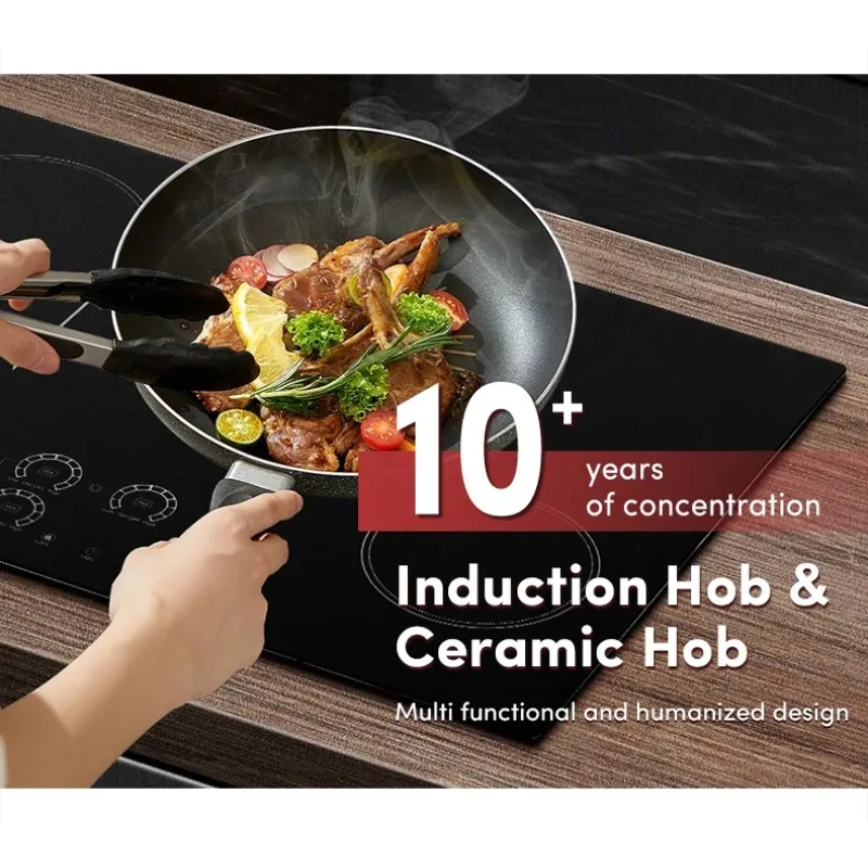 Energy Efficient 4 Burners Induction Hob with Downdraft Ventilation 220-240V 6800W Cooker Hood Kitchen Appliance