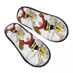 Custom Asterix And Obelix Guest Slippers for Bedroom Women French Comic Cartoon House Slipper