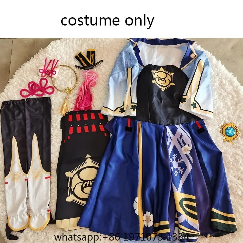 Kamisato Ayaka Cosplay Costume Ayaka Outfits with Fan for Halloween Cosplay Anime Role Play Comic Con