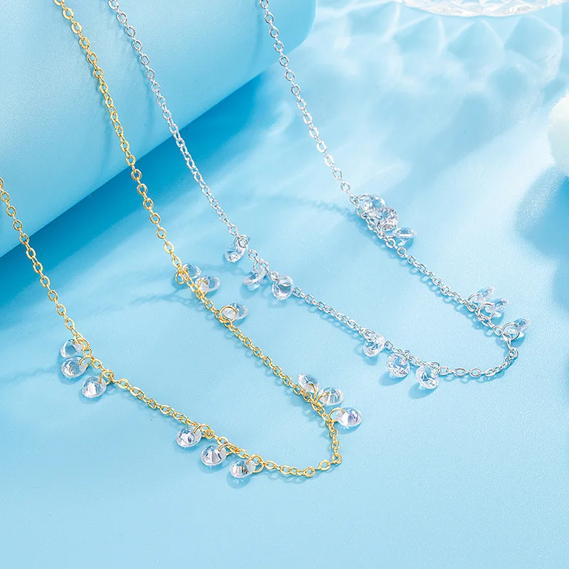 

Романтическое колье Starry Sky River из сверкающего белого камня, изысканные и модные украшения из нержавеющей стали 18K для девочек, Валентин